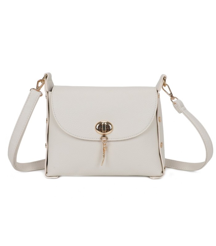 T11768 - Bolso pequeño con adorno de pluma dorada