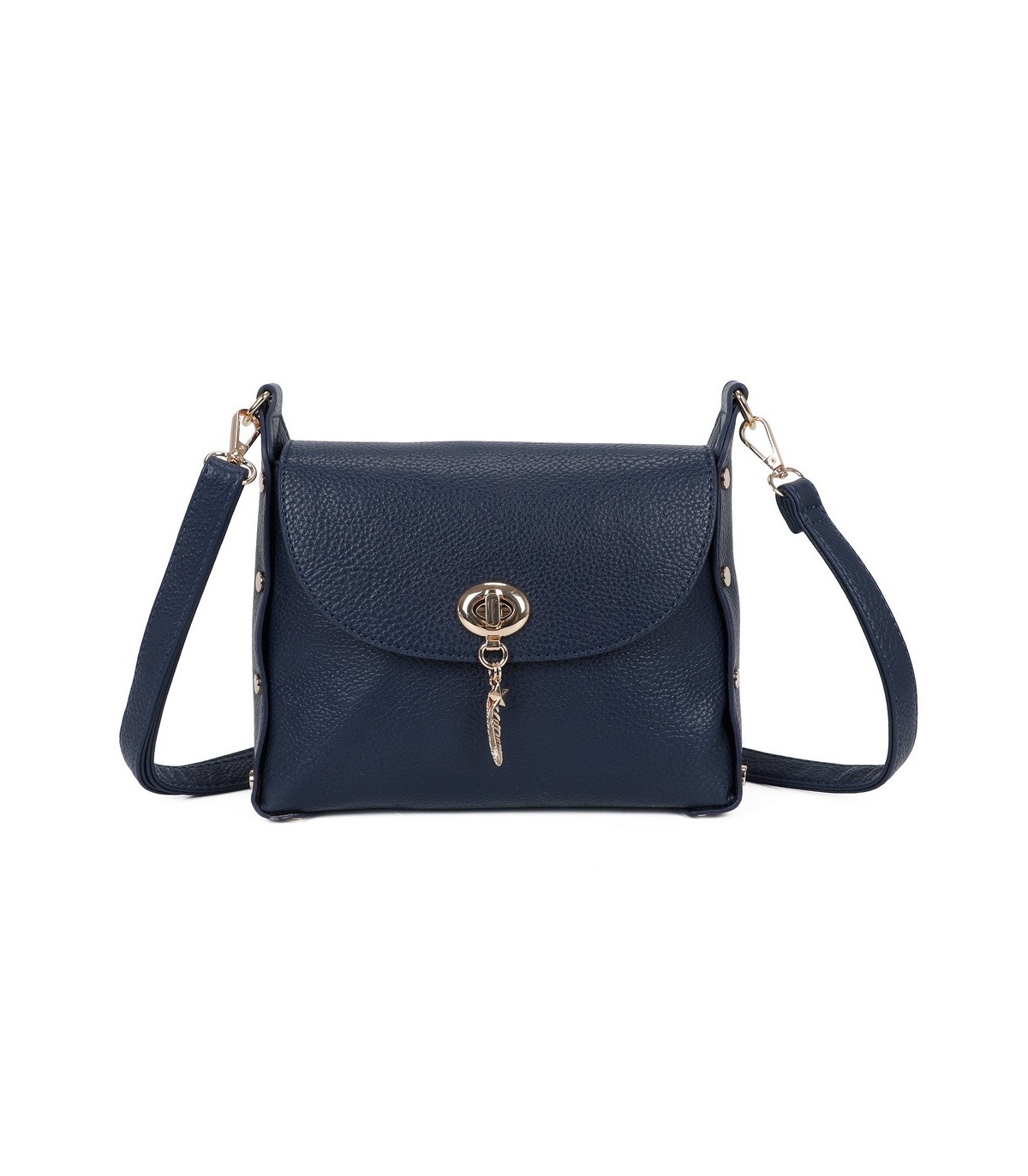 T11768 - Bolso pequeño con adorno de pluma dorada