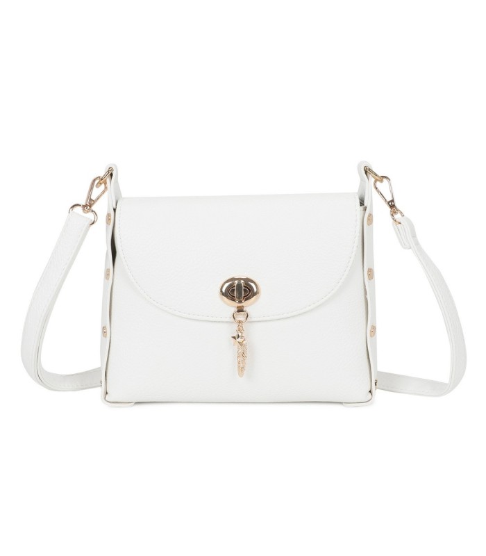 T11768 - Bolso pequeño con adorno de pluma dorada