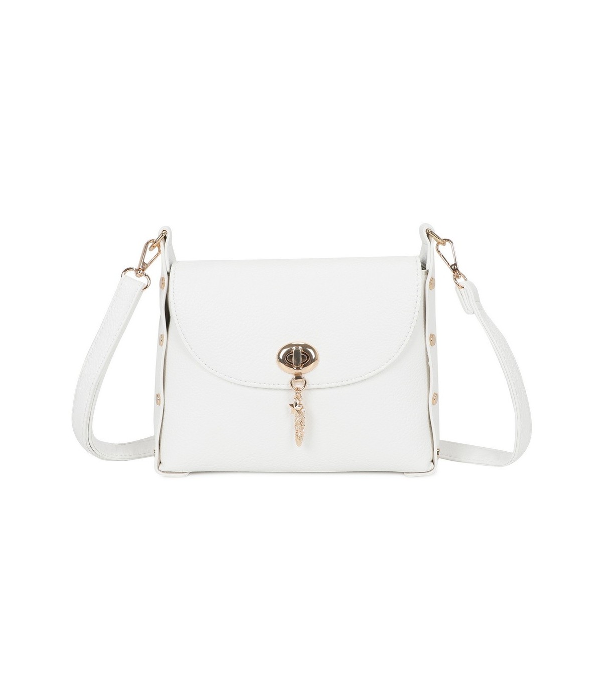 T11768 - Bolso pequeño con adorno de pluma dorada