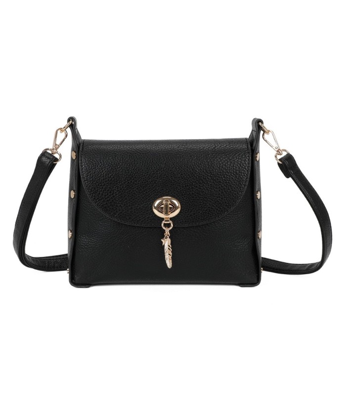 T11768 - Bolso pequeño con adorno de pluma dorada