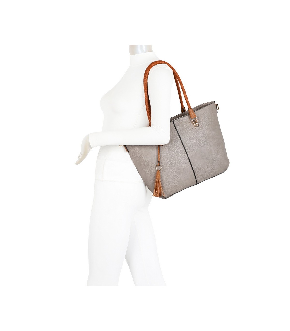 T11747 - Bolso con borla decorativa y apto para llevar en el hombro