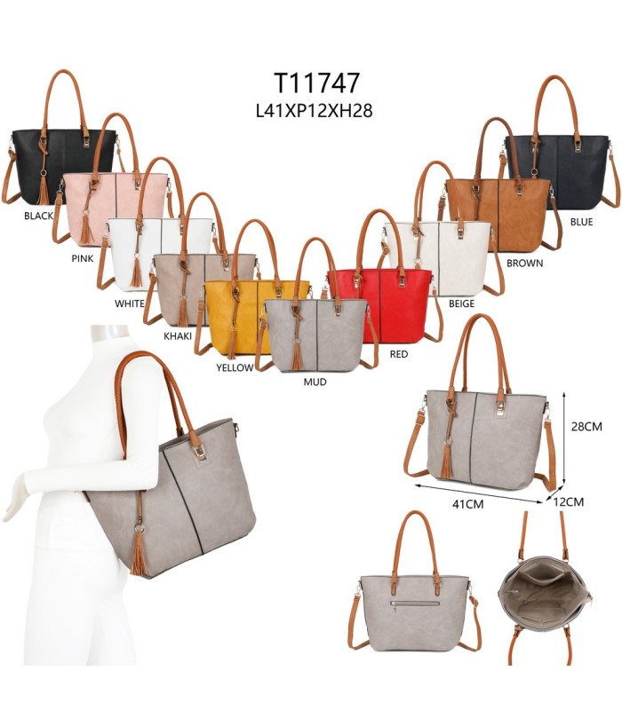 T11747 - Bolso con borla decorativa y apto para llevar en el hombro