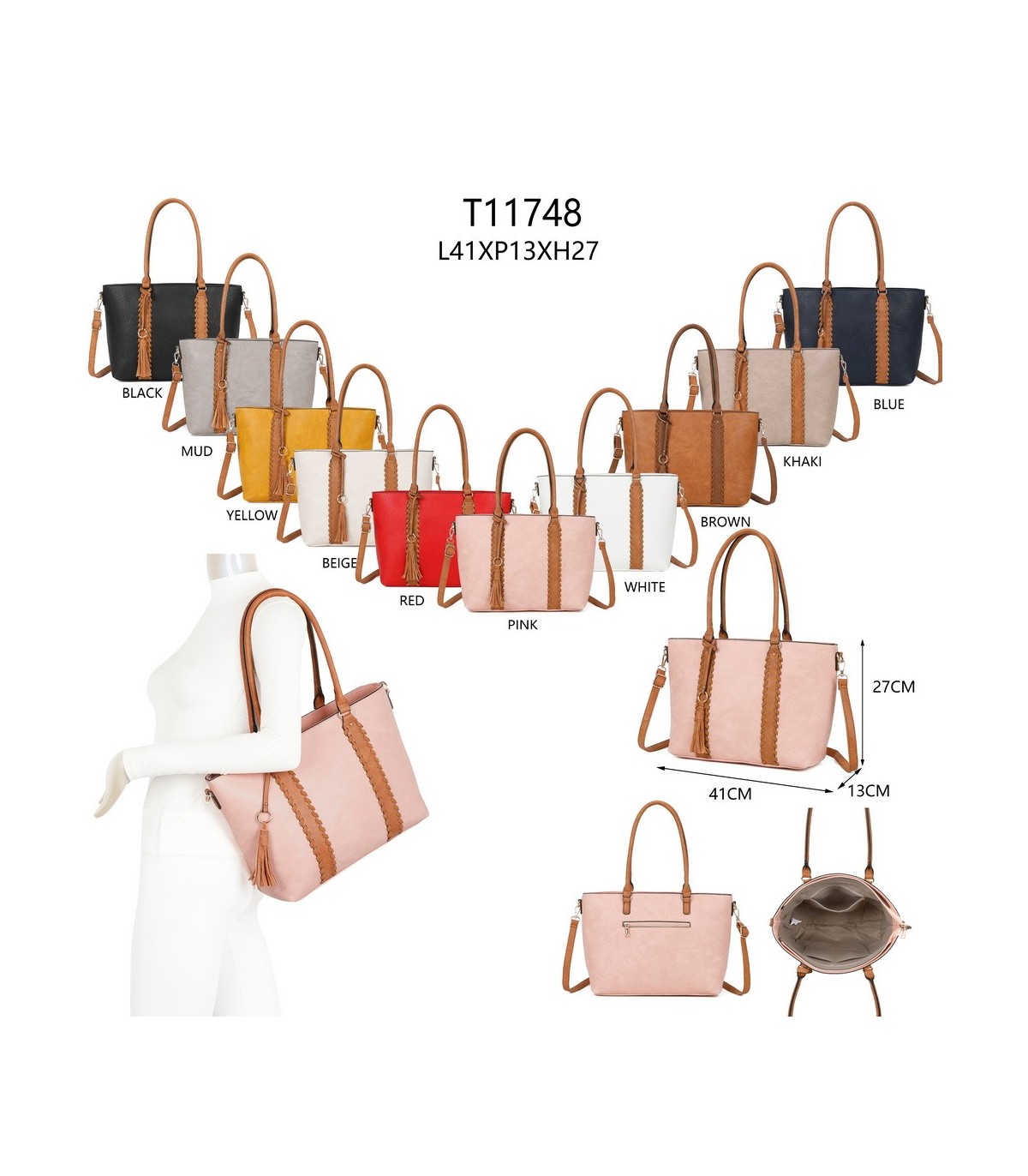 T11748 - Bolso con adorno trenzado y borla