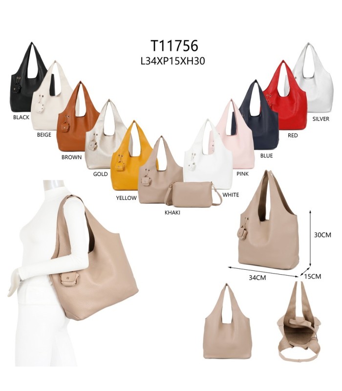 T11756 - Bolso rectangular de asas grandes con neceser y monedero