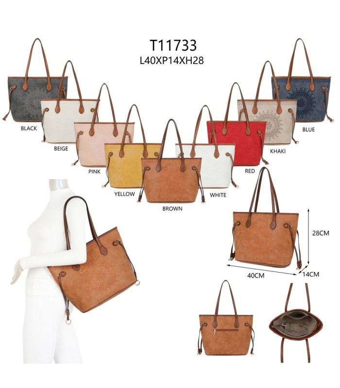 T11733 - Bolso de hombro con bordado de sol