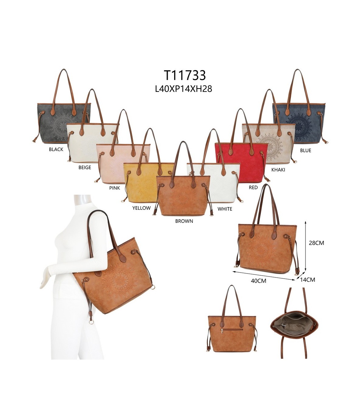 T11733 - Bolso de hombro con bordado de sol