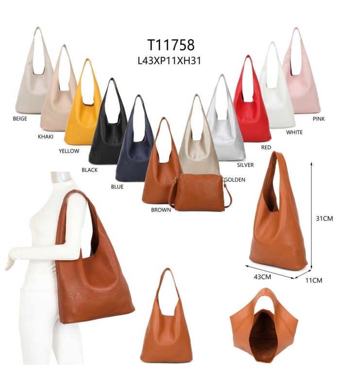 T11758 - Bolso de asa grande con letras marcadas