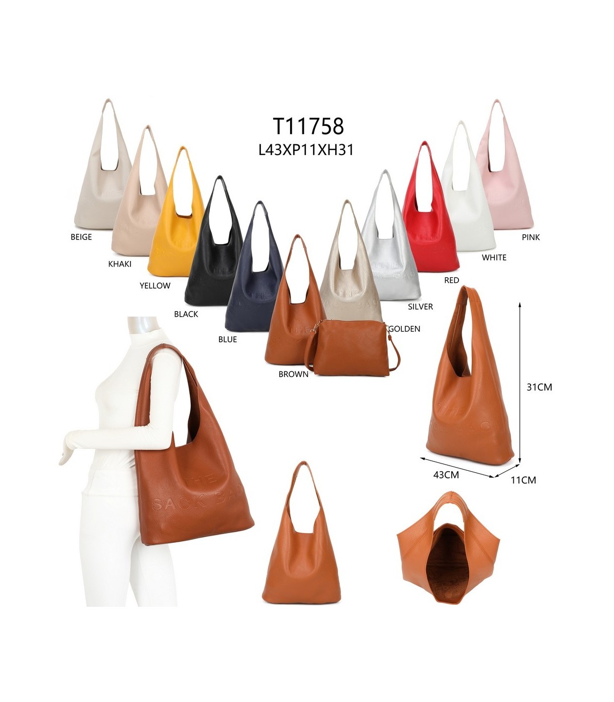 T11758 - Bolso de asa grande con letras marcadas
