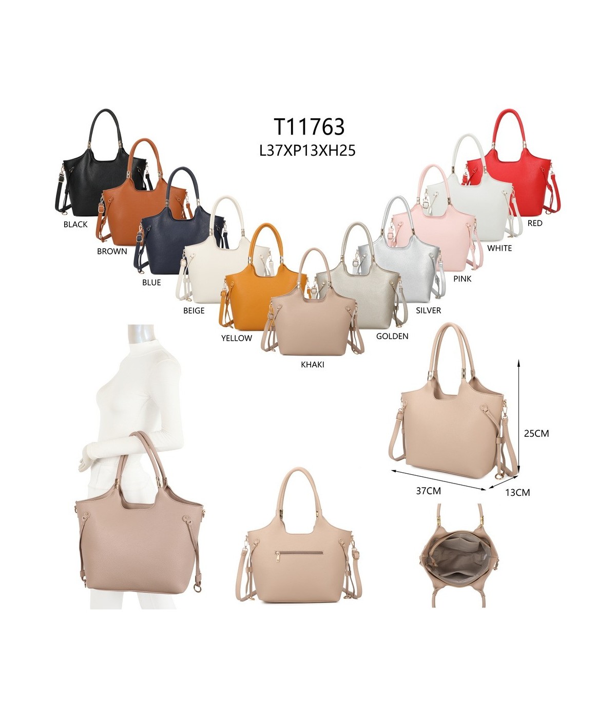 T11763 - Bolso con bandolera y asa decorada