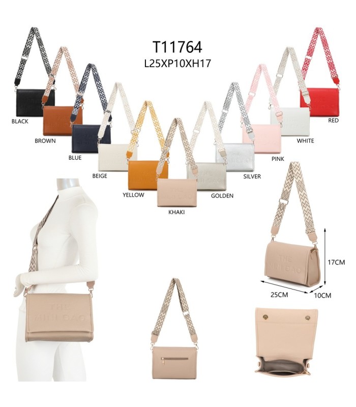 T11764 - Bolso mini con bandolera de picos de colores