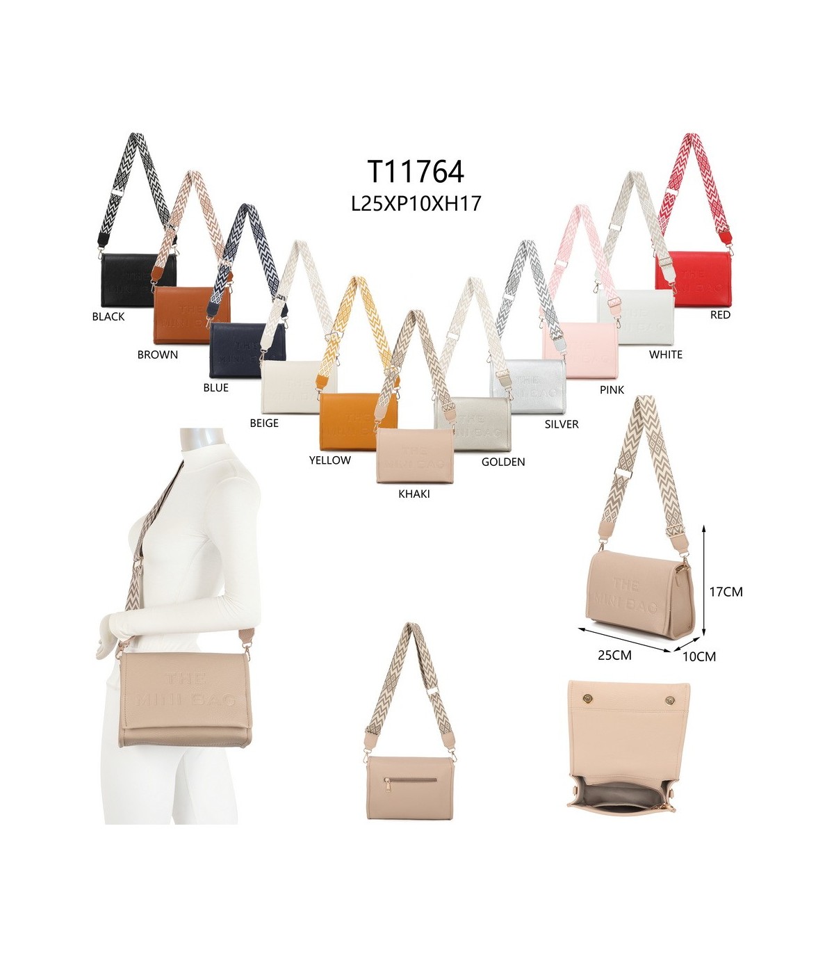 T11764 - Bolso mini con bandolera de picos de colores
