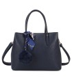 T11765 - Bolso de mano con pompón y pañuelo del mismo color