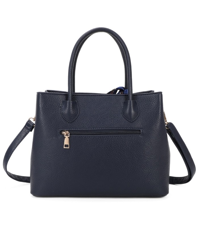 T11765 - Bolso de mano con pompón y pañuelo del mismo color