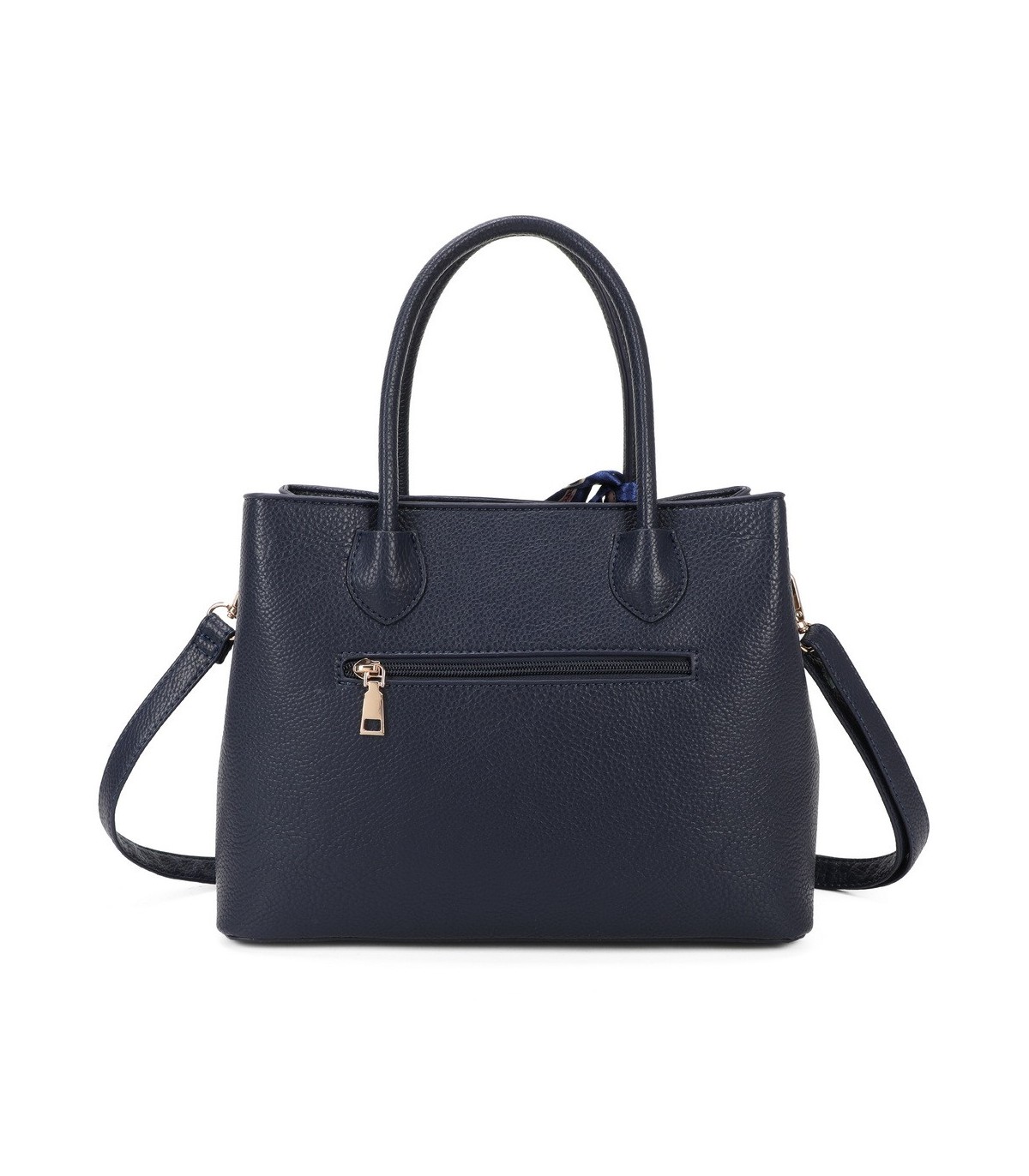 T11765 - Bolso de mano con pompón y pañuelo del mismo color