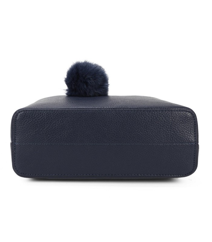 T11765 - Bolso de mano con pompón y pañuelo del mismo color