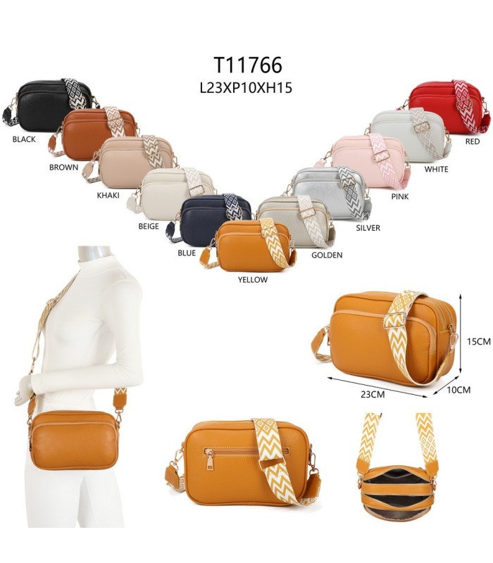 T11766 - Bolso bandolera con motivos geométricos