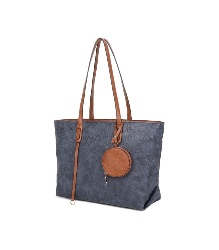 T11725 - Bolso de hombro con monedero y textura de hojas