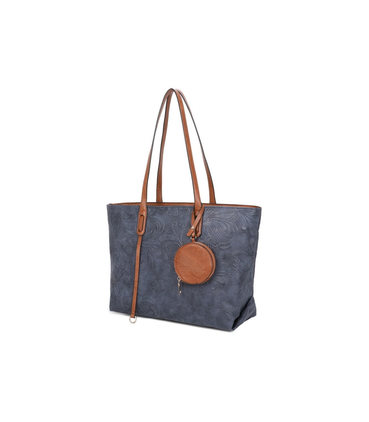 T11725 - Bolso de hombro con monedero y textura de hojas