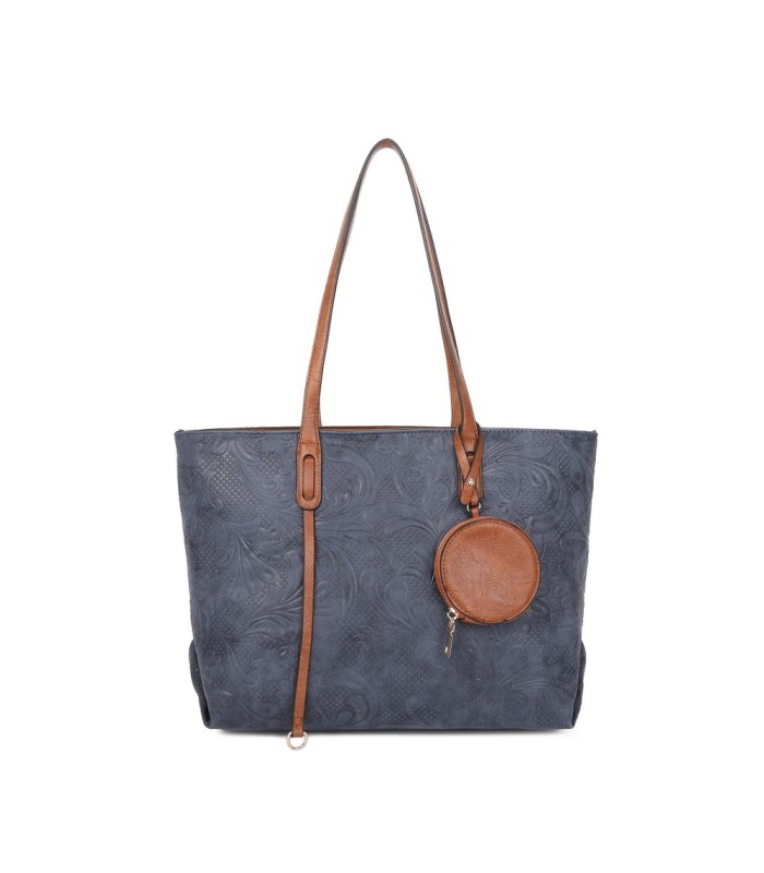 T11725 - Bolso de hombro con monedero y textura de hojas