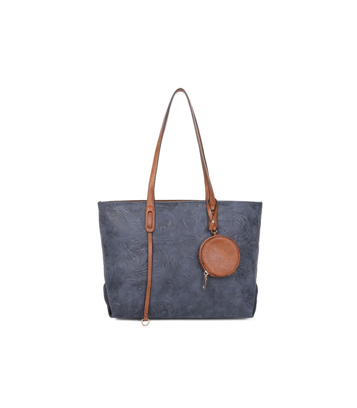 T11725 - Bolso de hombro con monedero y textura de hojas