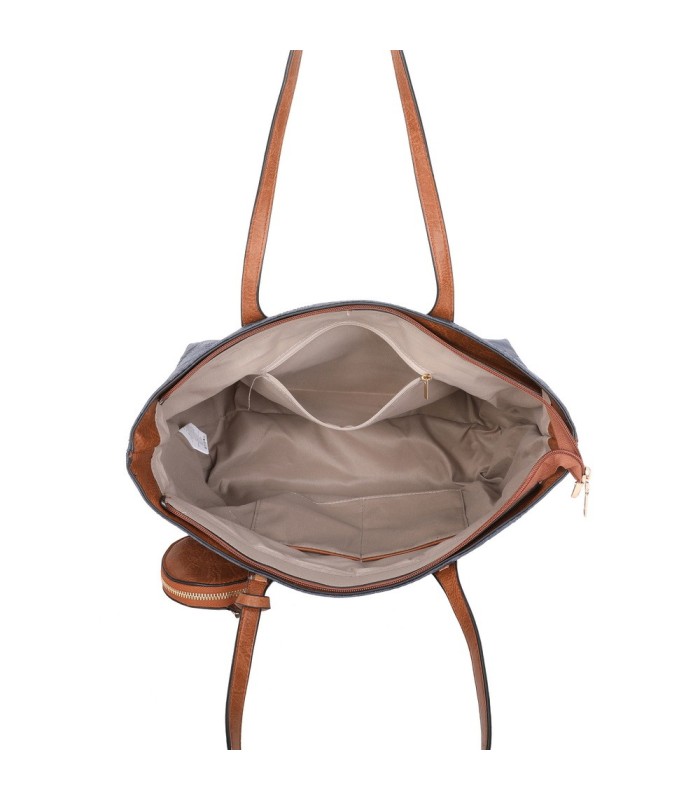 T11725 - Bolso de hombro con monedero y textura de hojas