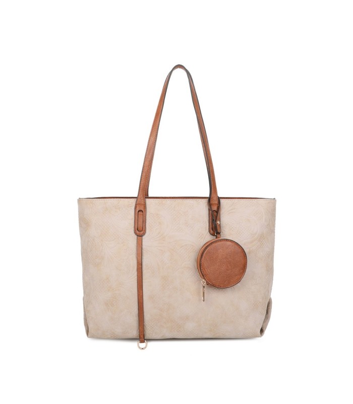 T11725 - Bolso de hombro con monedero y textura de hojas