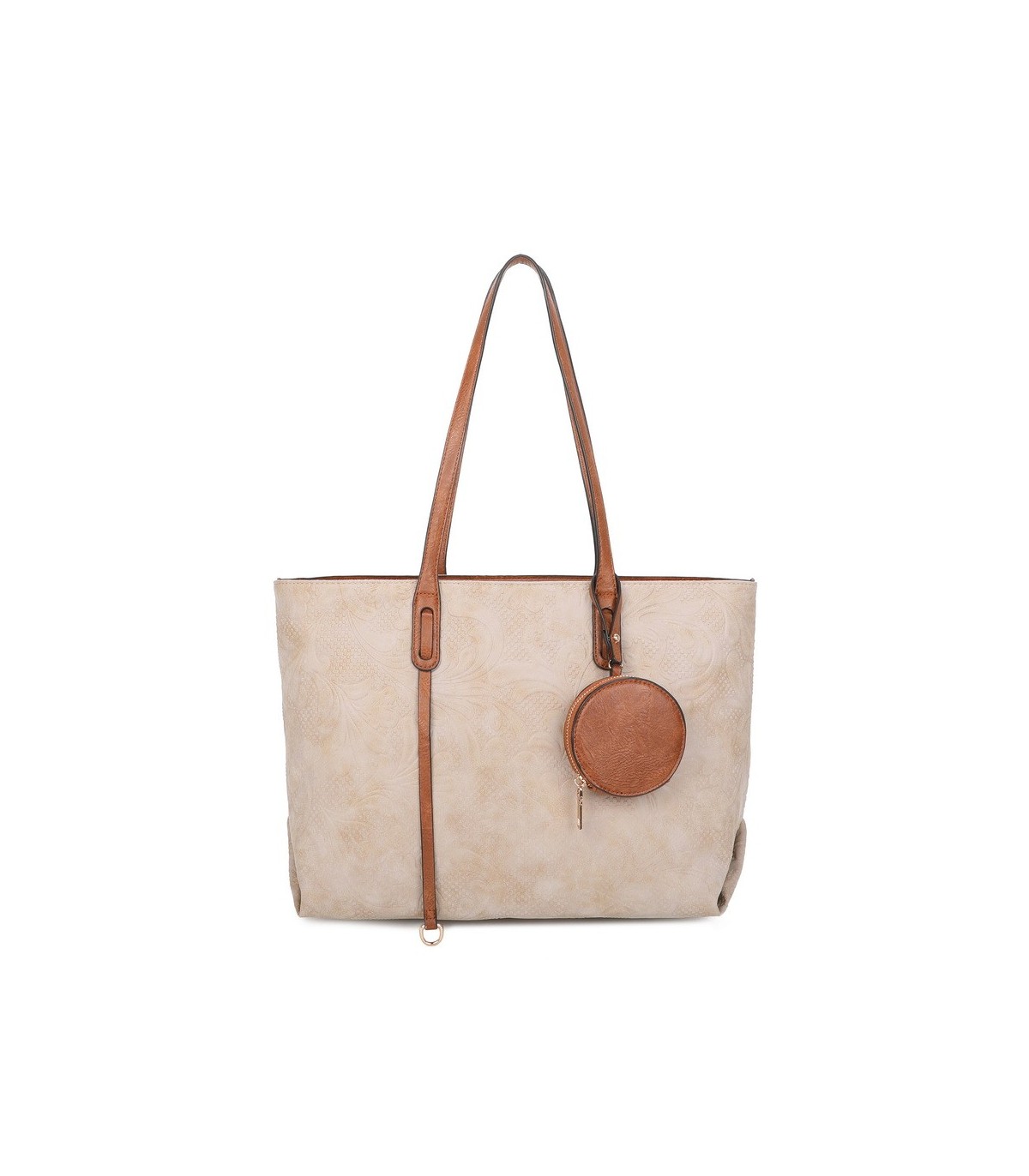 T11725 - Bolso de hombro con monedero y textura de hojas