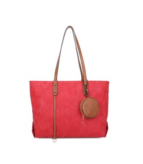 T11725 - Bolso de hombro con monedero y textura de hojas