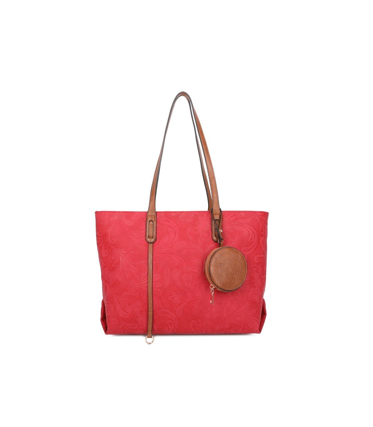 T11725 - Bolso de hombro con monedero y textura de hojas