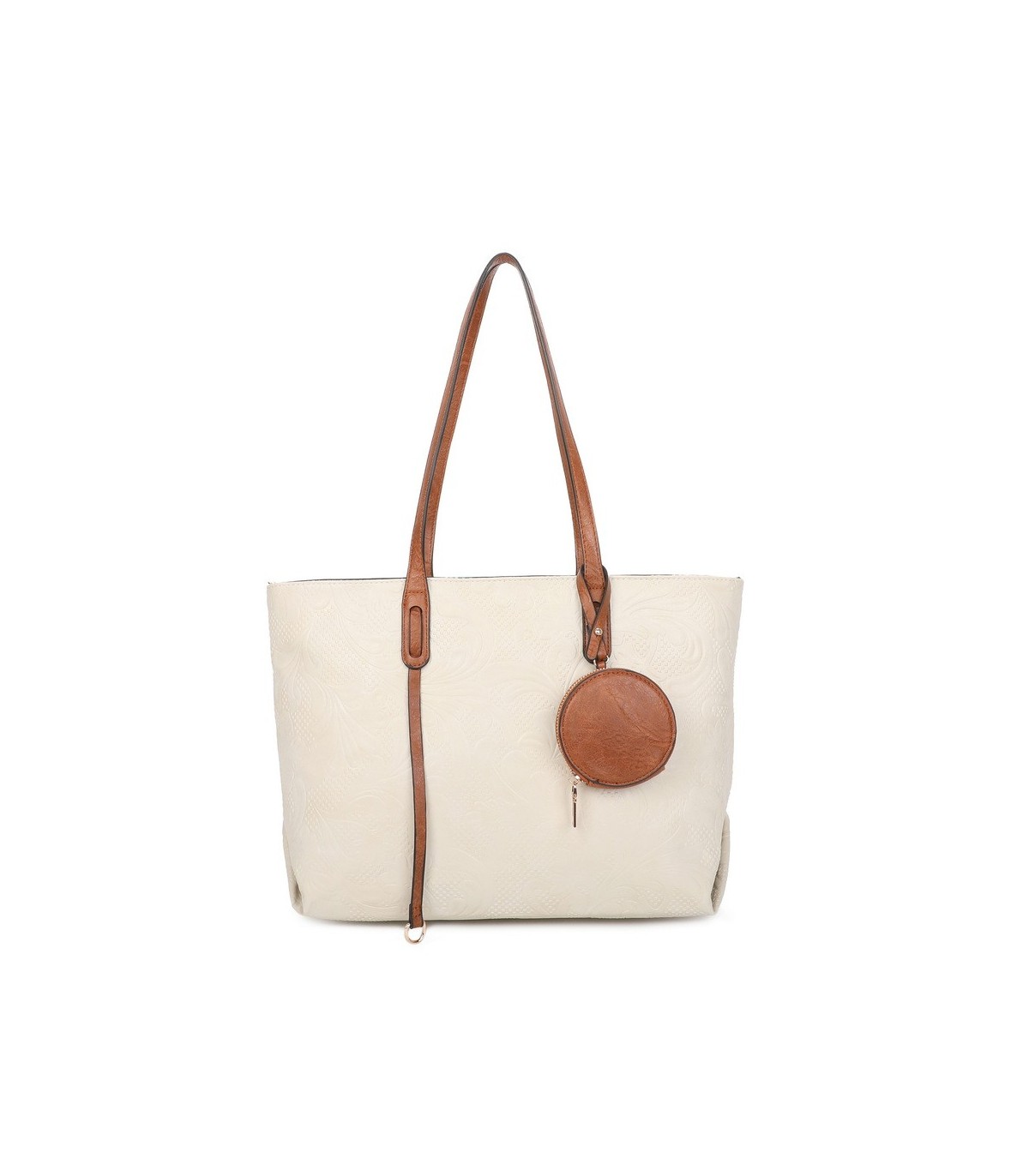 T11725 - Bolso de hombro con monedero y textura de hojas