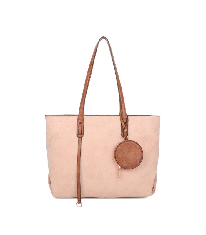T11725 - Bolso de hombro con monedero y textura de hojas