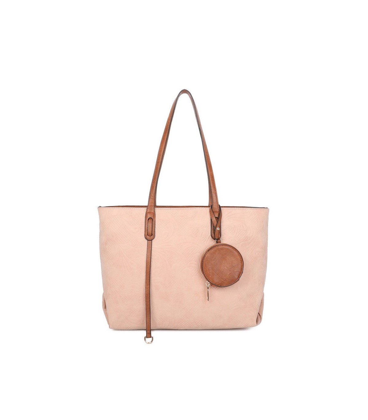 T11725 - Bolso de hombro con monedero y textura de hojas
