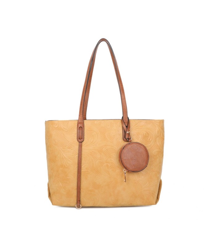 T11725 - Bolso de hombro con monedero y textura de hojas