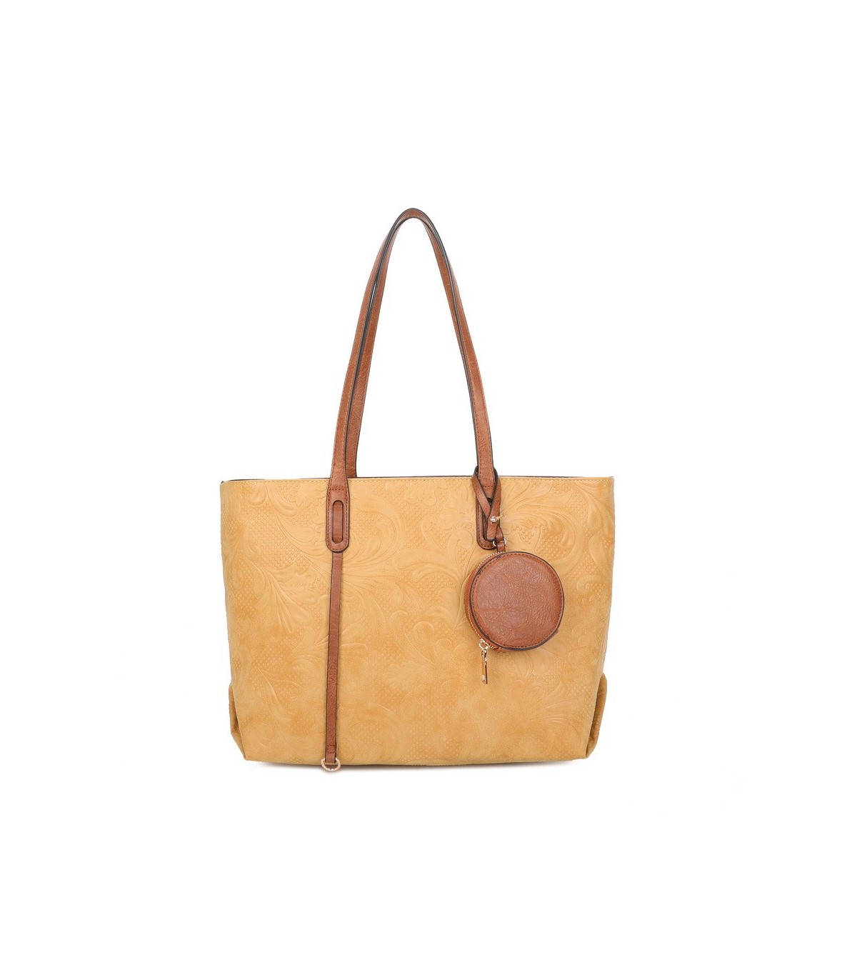 T11725 - Bolso de hombro con monedero y textura de hojas