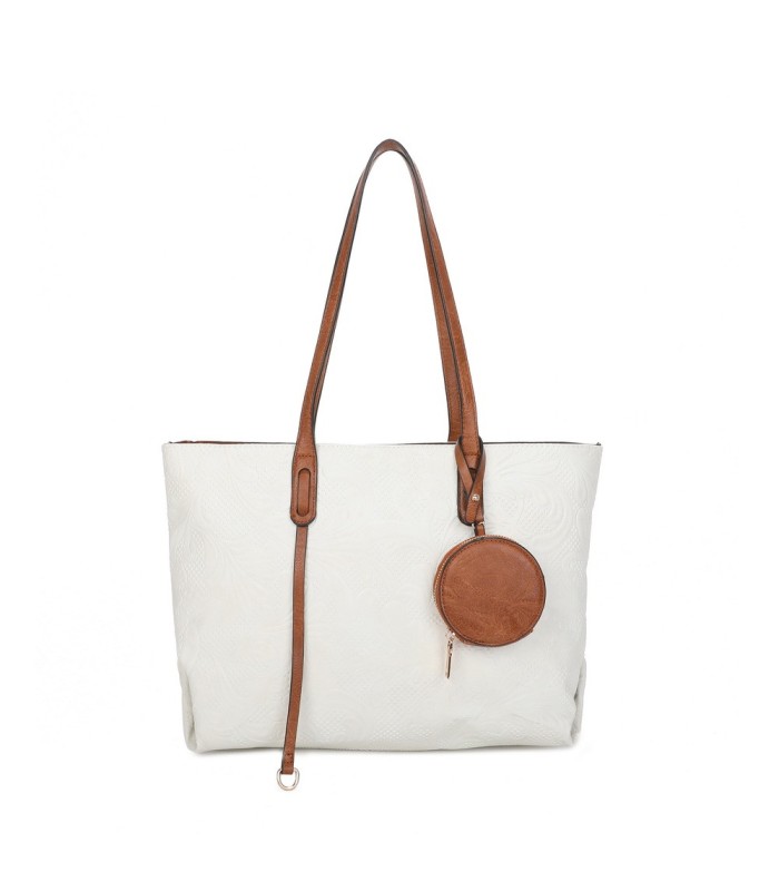 T11725 - Bolso de hombro con monedero y textura de hojas