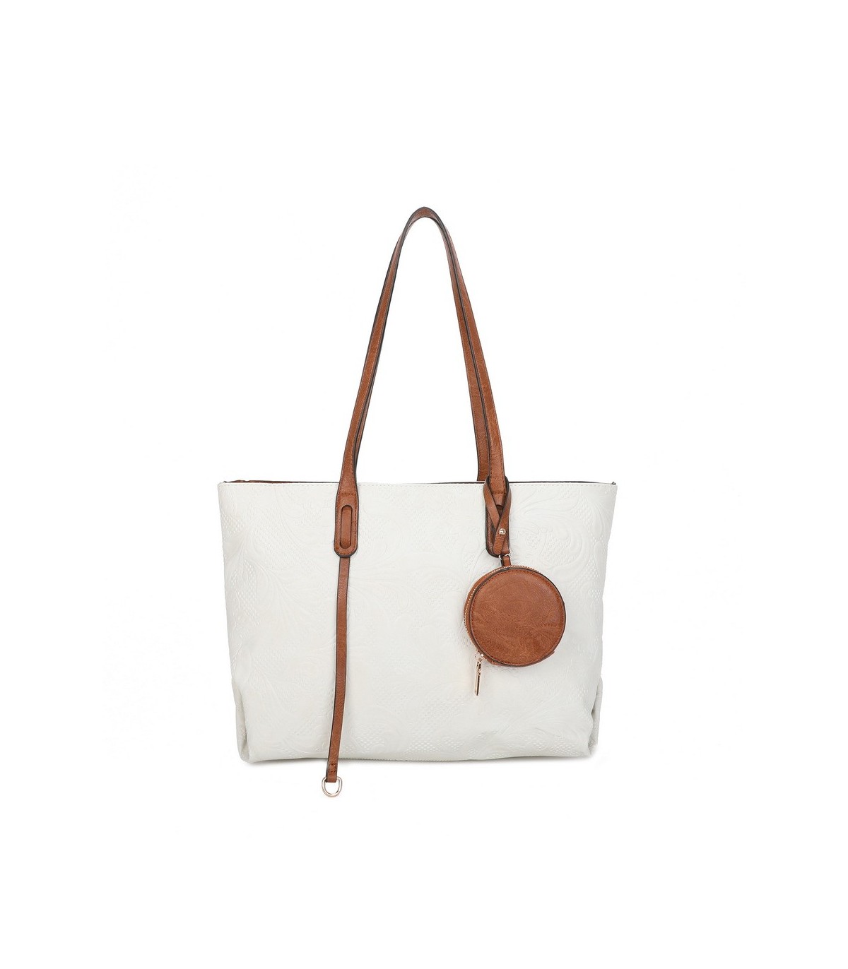 T11725 - Bolso de hombro con monedero y textura de hojas