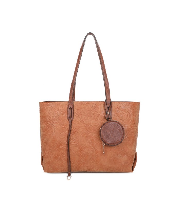 T11725 - Bolso de hombro con monedero y textura de hojas