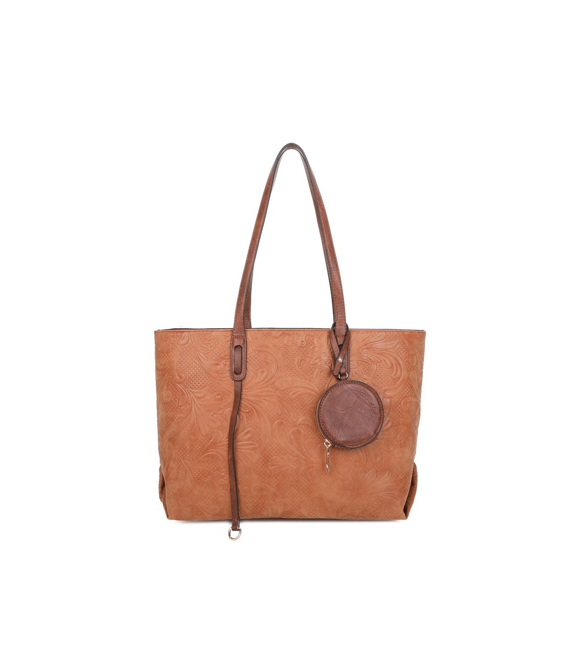 T11725 - Bolso de hombro con monedero y textura de hojas