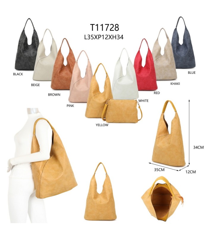 T11728 - Bolso hombro con asa grande y gran compartimento con neceser a juego