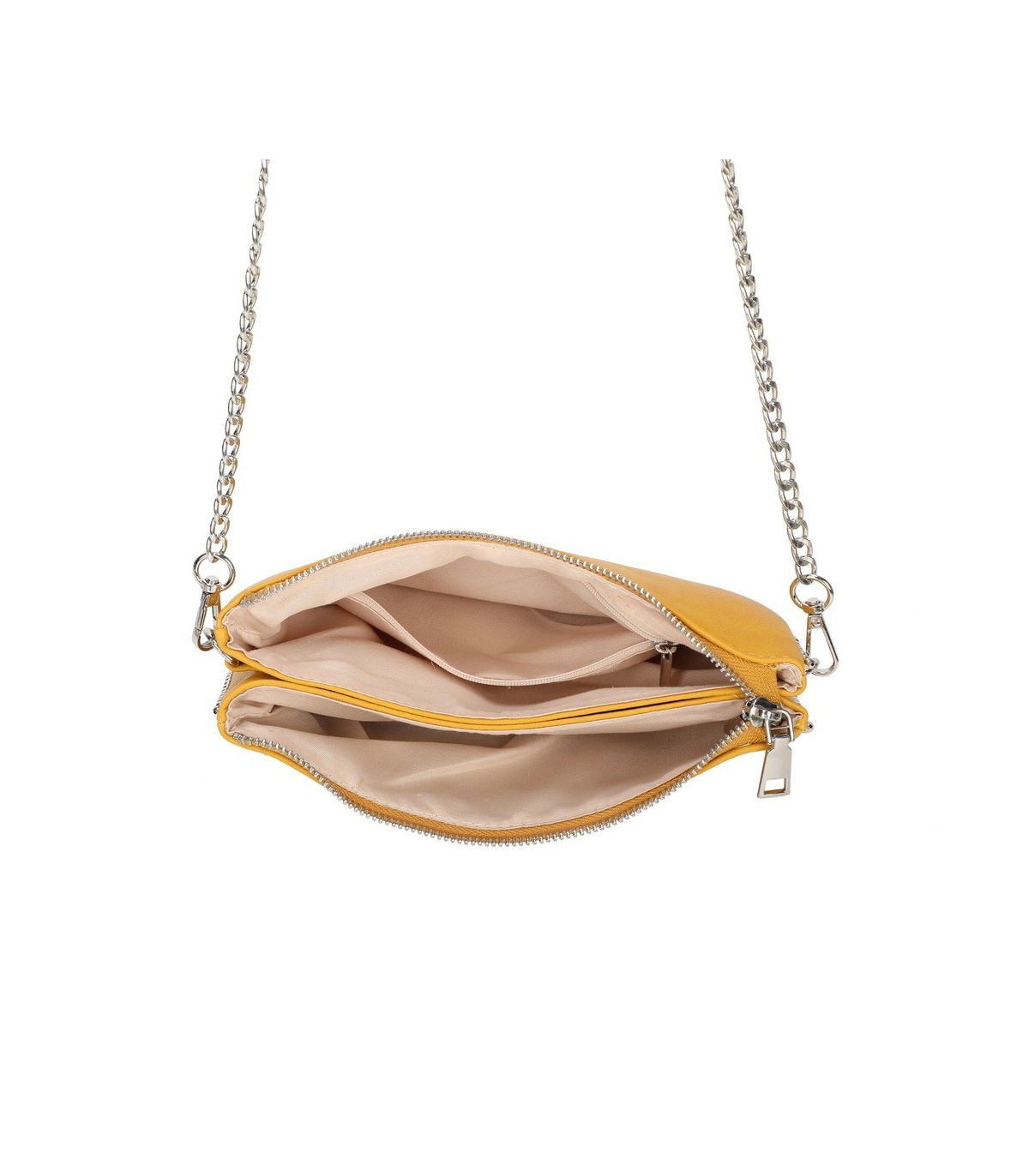 SG001 -  Bolso bandolera para mujer con cadena plateada y dos compartimentos