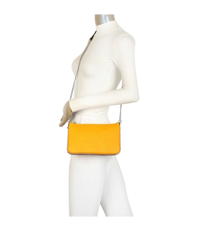 SG001 -  Bolso bandolera para mujer con cadena plateada y dos compartimentos