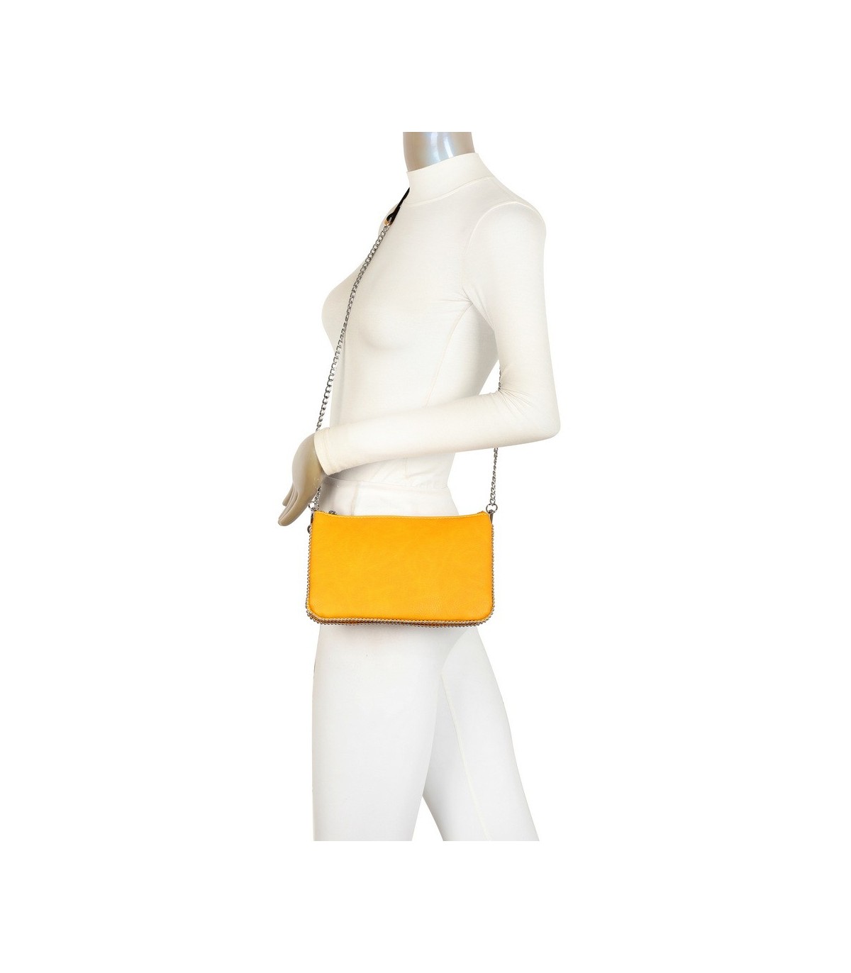 SG001 -  Bolso bandolera para mujer con cadena plateada y dos compartimentos