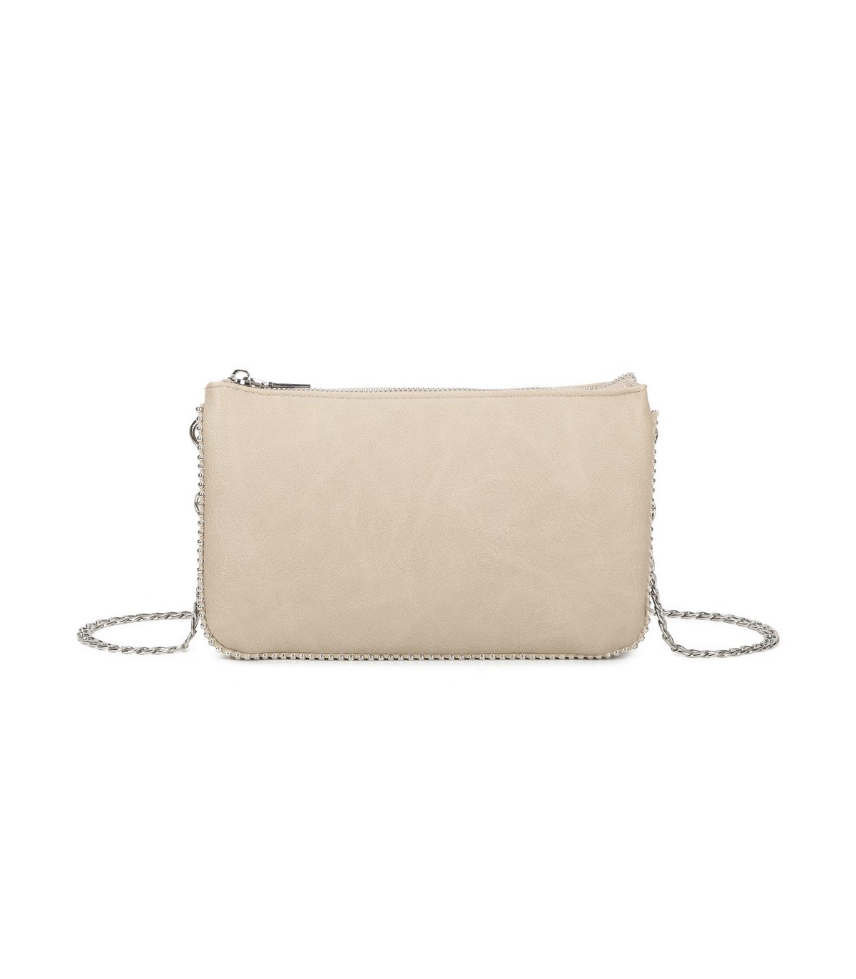 SG001 -  Bolso bandolera para mujer con cadena plateada y dos compartimentos