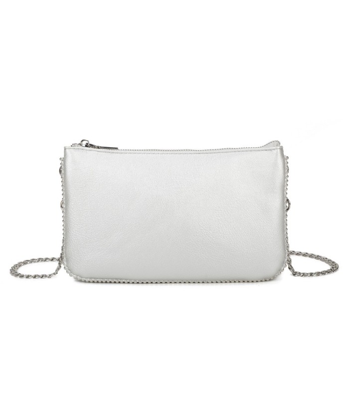 SG001 -  Bolso bandolera para mujer con cadena plateada y dos compartimentos