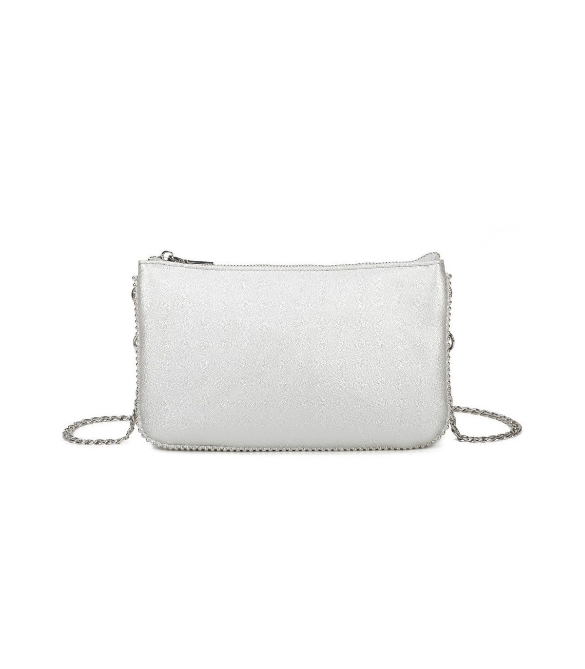 SG001 -  Bolso bandolera para mujer con cadena plateada y dos compartimentos