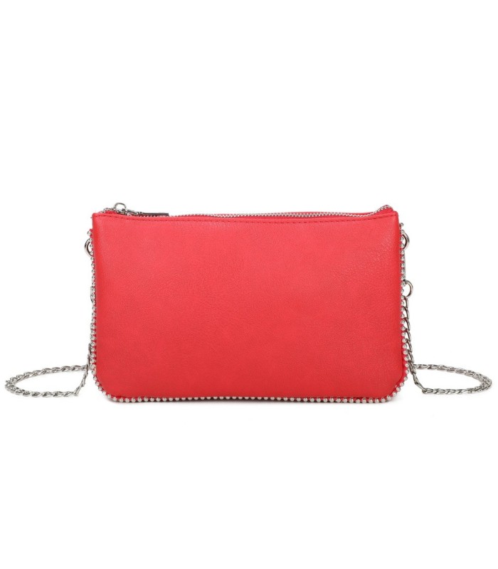 SG001 -  Bolso bandolera para mujer con cadena plateada y dos compartimentos