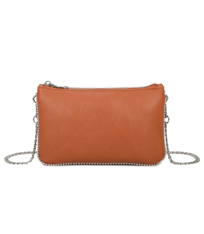 SG001 -  Bolso bandolera para mujer con cadena plateada y dos compartimentos