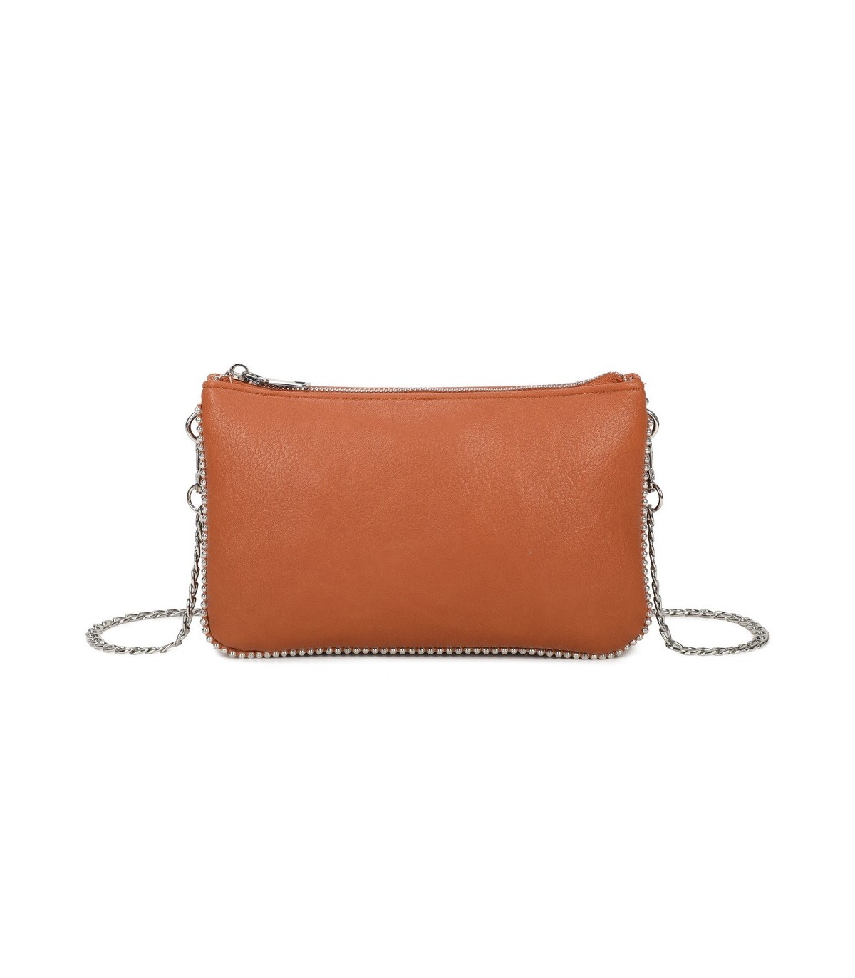 SG001 -  Bolso bandolera para mujer con cadena plateada y dos compartimentos
