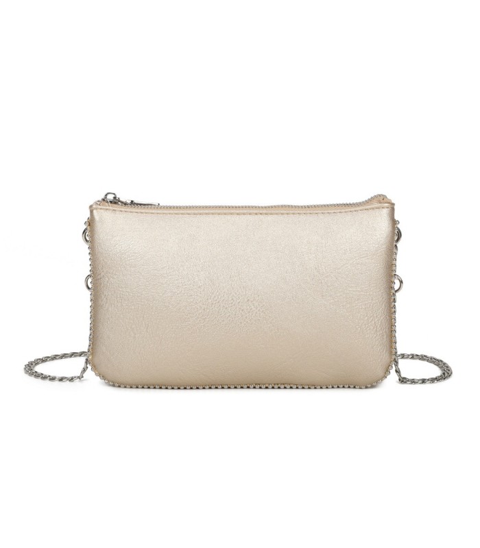 SG001 -  Bolso bandolera para mujer con cadena plateada y dos compartimentos